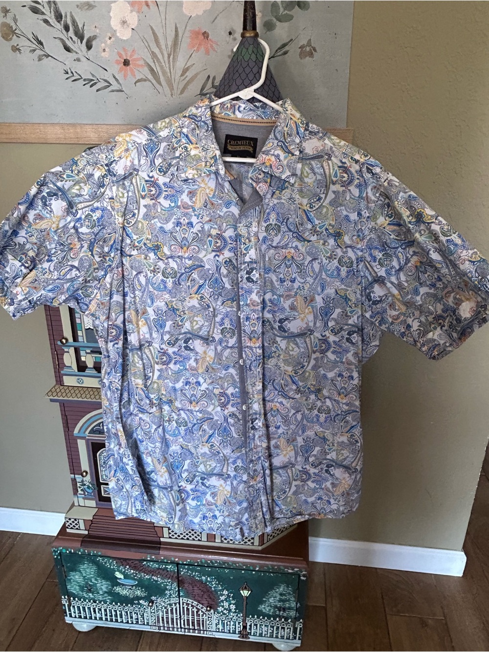 Daniel Cremieux Blue Paisley Short-Sleeve Casual Shirt